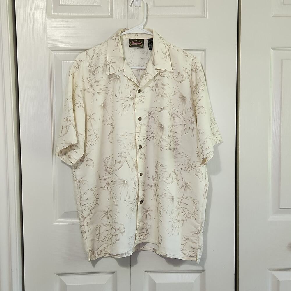 Rick's Cafe Mens Button Front Shirt Size Med Palm Tree Hawaiian Camp‎ Vacation